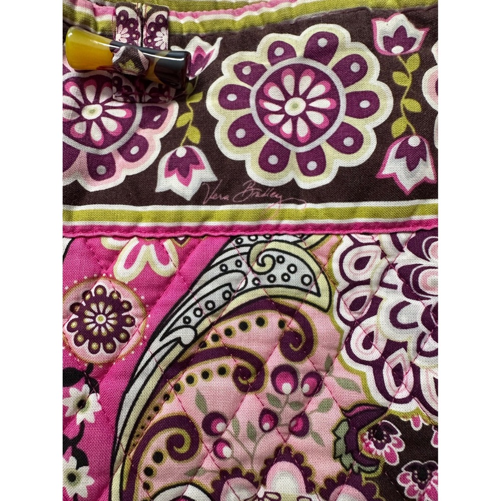 Vera Bradley Raspberry Fizz Quilted Cotton Tote Bag Paisley Floral Pink Purple - Picture 6 of 8
